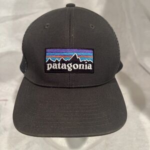 Patagonia classic Fitz Roy logo trucker cap faded blue/dk Gray